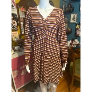 Fall Color Striped Long Sleeve Dress